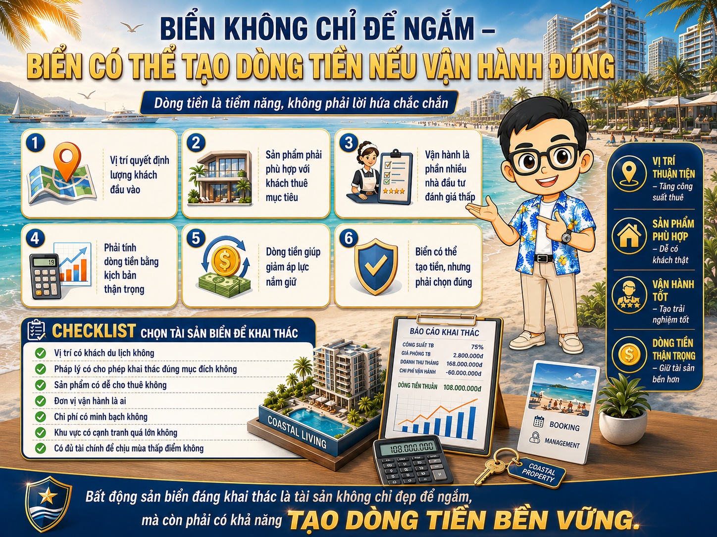 Bất động sản biển có khả năng tạo dòng tiền cho thuê khi được vận hành đúng