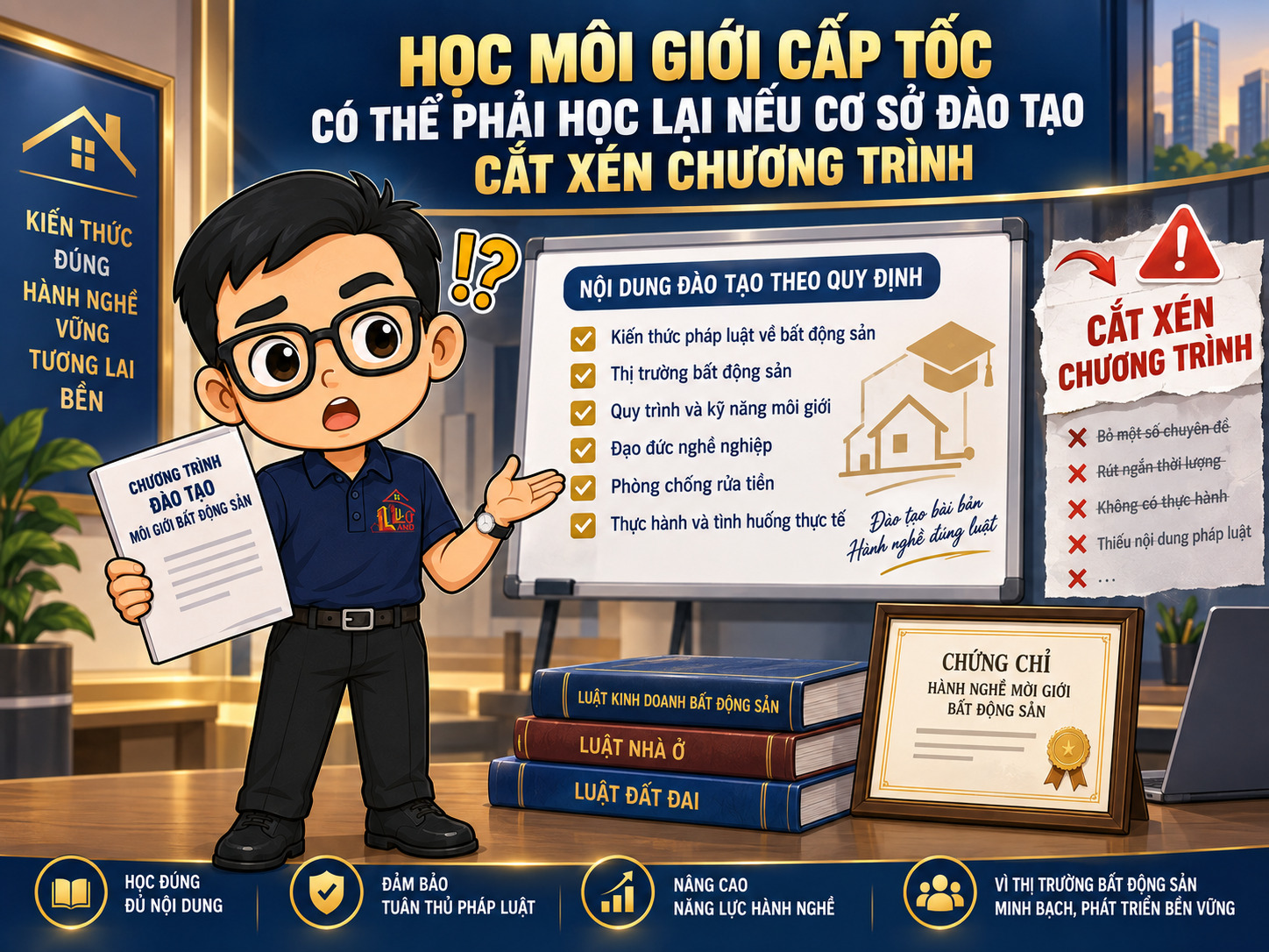 Hình Đại Diện Đào Tạo Môi Giới Cắt Xén, Học Viên Phải Học Lại