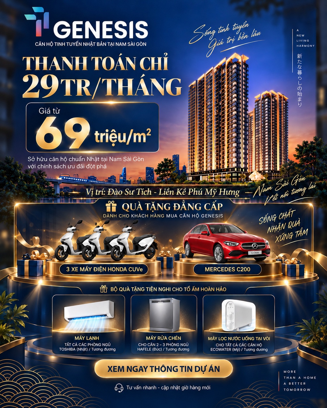 TT Genesis mở bán giai đoạn đầu tại Đào Sư Tích, Nhà Bè, liền kề Phú Mỹ Hưng. Xem thông tin dự án và đăng ký nhận tư vấn.